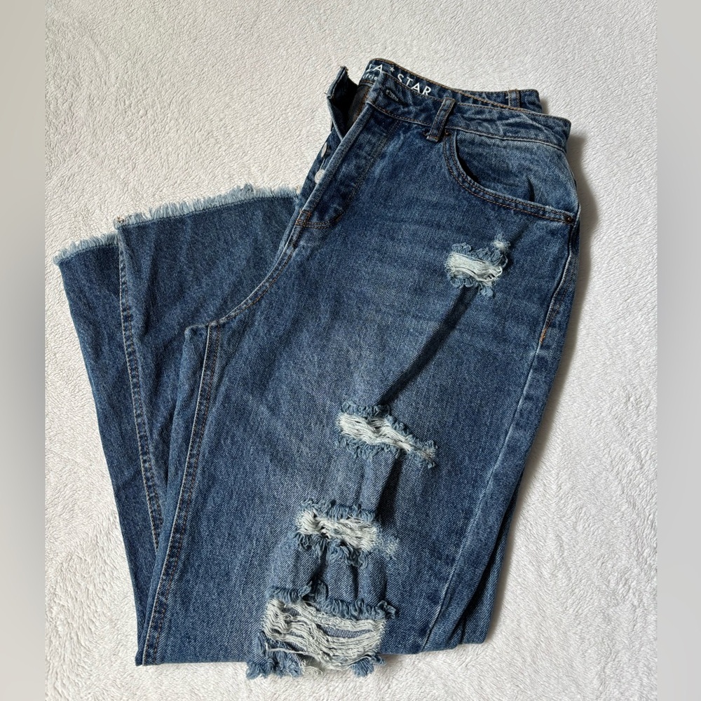 Distressed Blue Jeans